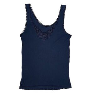 Vintage Black Embroidered Tank Top